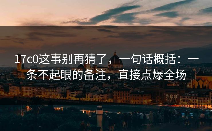 17c0这事别再猜了,一句话概括:一条不起眼的备注,直接点爆全场 第1张 17c0这事别再猜了,一句话概括:一条不起眼的备注,直接点爆全场 第1张