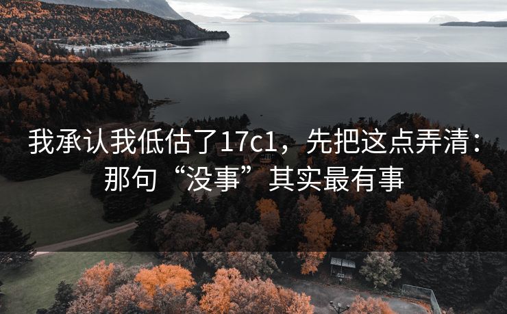 我承认我低估了17c1，先把这点弄清：那句“没事”其实最有事  第1张