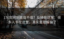 17c官网到底值不值？反转在这里：很多人卡在这里，其实是理解偏了