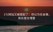 17c网站又被提起了：你以为在省事，其实是在埋雷