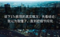 说下17c影院的真实情况：先看结论：我以为我懂了，直到把细节捋完