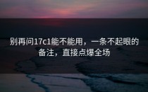 别再问17c1能不能用，一条不起眼的备注，直接点爆全场