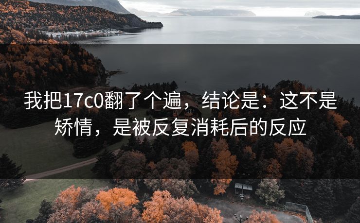 我把17c0翻了个遍，结论是：这不是矫情，是被反复消耗后的反应
